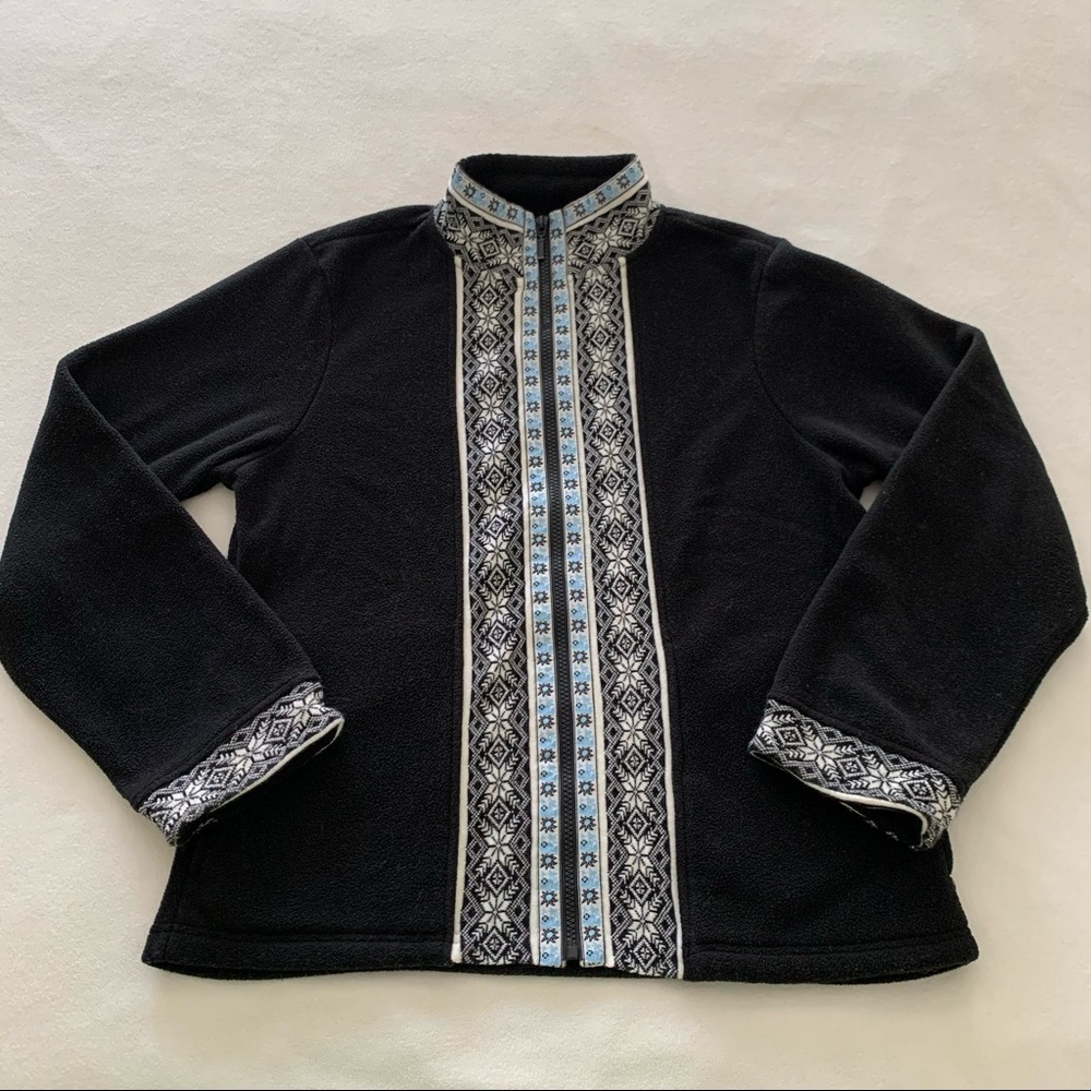 Alpine Sky Black Fleece Nordic Zip Up Jacket L